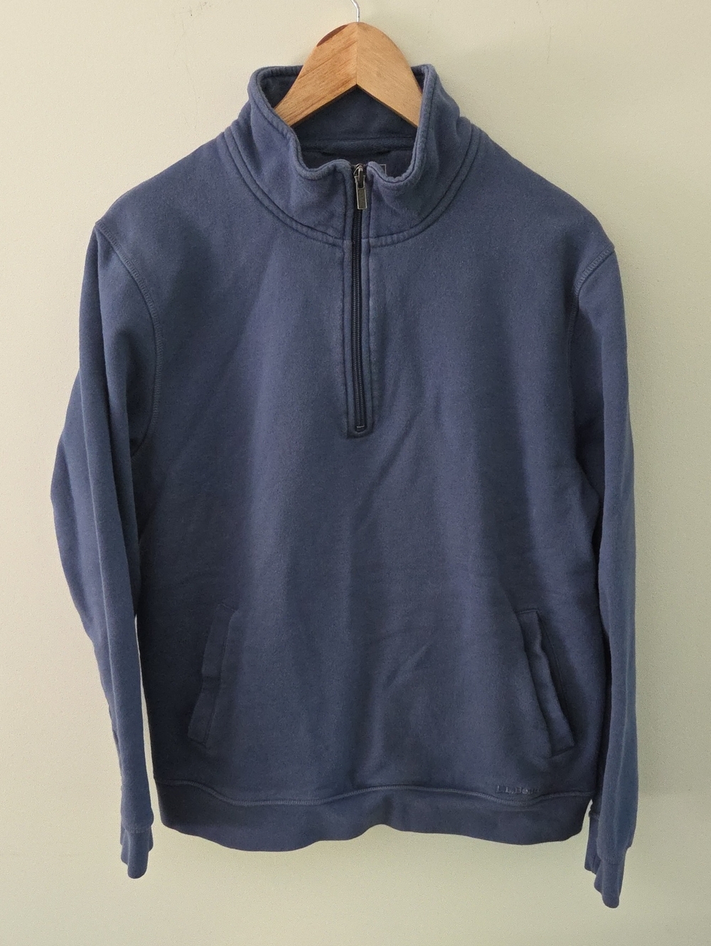 Women's Blue/Gray L.L. Bean Cotton Quarter-Zip Pullover Sweatshirt